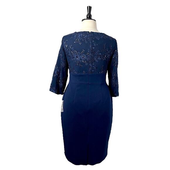 Alex Evenings New Cocktail Dress Sequin V-neck 3/4 Sleeves Women’s Plus Size 14W - Picture 8 of 16